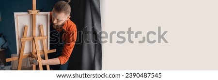 Similar – Image, Stock Photo male artist preparing paints