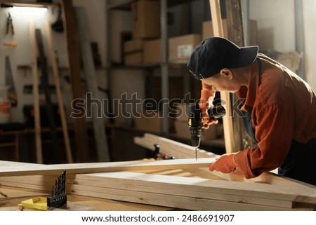 Similar – Image, Stock Photo Working with wood at home