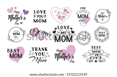 Mother's Day Vector Set, mother's day quote sticker bundle