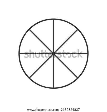 Circle divided in 8 segments. Pie or pizza round shape cut in eight equal slices in outline style. Simple business chart template. Vector linear illustration. ストックフォト © 