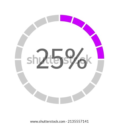 25 percent filled round loading bar. Progress, waiting, buffering or downloading icon. Infographic element for website or mobile interface. Vector flat illustration isolated on white background