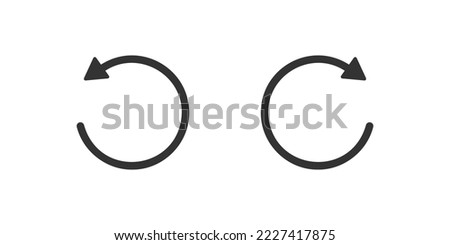 Rewind and fast forward icons with circle arrows. Round repeat and next buttons isolated on white background. Audio or video player playback elements. Vector graphic illustration