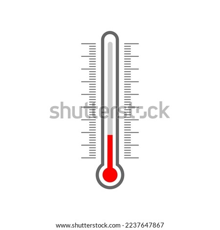 Meteorological thermometer glass tube silhouette and Celsius and Fahrenheit degree scale. Temperature measuring, climate control tool isolated on white background. Vector flat illustration
