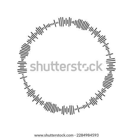 Round sound wave icon. Circular pulse pictogram. Voice message, audio file in ring shape isolated on white background. Messenger, podcast mobile app, media player radial element. Vector illustration