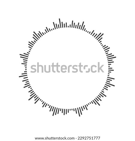 Round sound wave icon. Circular pulse or equalizer pictogram. Voice message or audio file in ring shape. Messenger, podcast mobile app, media player, online radio element. Vector illustration