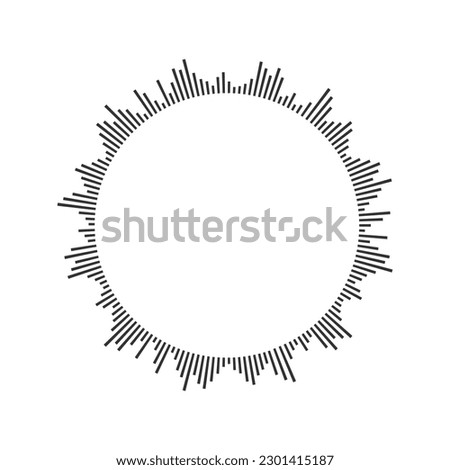 Round soundwave icon. Circular audio equalizer sign. Voice message, sound file in ring shape isolated on white background. Messenger, podcast mobile app, media player element. Vector illustration