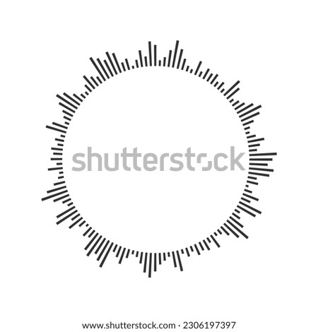 Round sound wave icon. Circle equalizer pictogram. Voice message, audio file in ring shape isolated on white background. Messenger, podcast mobile app, player element. Vector graphic illustration