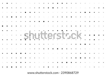 Dot grid halftone seamless pattern. Different sized round points background. Abstract monochrome retro texture. Dotty perforated surface. Vector graphic illustration.