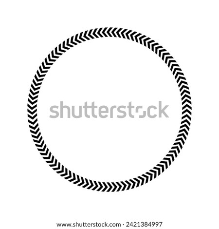Chevron arrows circle. Striped ring shape. Round ornament with repeated V shaped stripes isolated on white background. Vector graphic illustration.