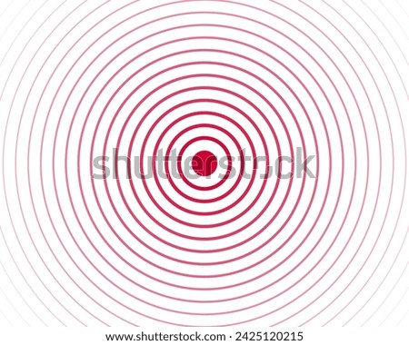 Red concentric circles background. Pain, touch screen, ripples, epicenter, sonar wave, radar, target, soundwave, radiation wallpaper. Simple vector illustration with hypnotic effect.