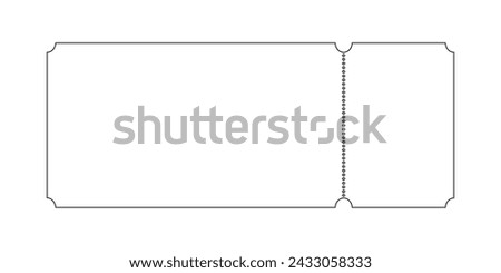 Outline raffle or coupon icon. Entrance ticket for plane, concert, cinema, night club, museum, festival, theater, circus or exhibition isolated on white backgrounds. Vector graphic illustration.