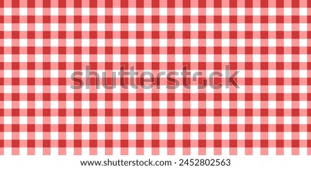 Checkered picnic plaid texture. Gingham or vichy pattern. Tablecloth, blanket, basket napkin or towel print. Italian pizzeria background. Wrapping paper or textile design. Vector flat illustration.