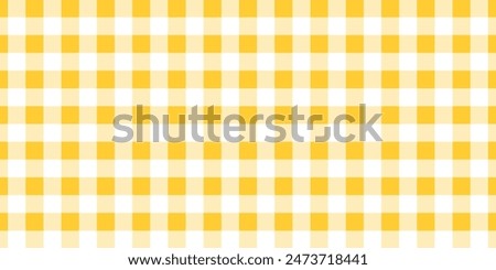 Yellow gingham or vichy pattern. Autumn or Thanksgiving day textile print for tabletop, picnic blanket, basket napkin, shirt or handkerchief. Cotton, linen or flannel design. Vector flat illustration.