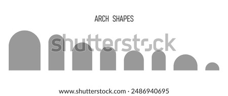 Set of arch shapes. Elegant templates in art deco style for wedding invitation or greeting cards, business brochures, event or party banners in archway form. Vector graphic illustration.