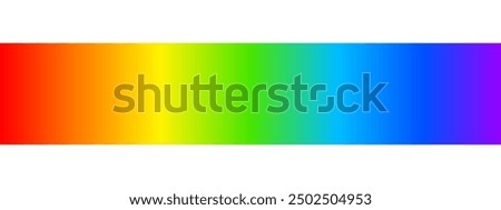 Electromagnetic spectrum. Sun light ultraviolet colors. RGB palette. Multicolored wavelength. Border with colorful gradient rainbow print isolated on white background. Vector illustration.