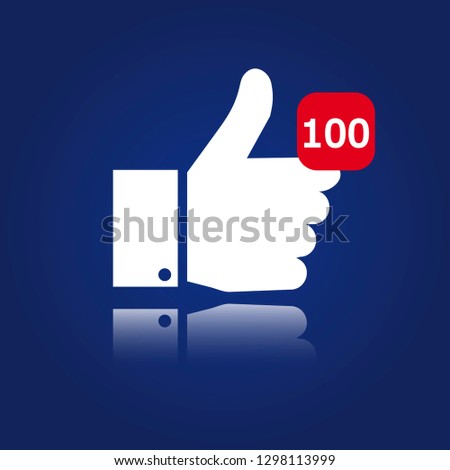 Thumb up symbol, finger up icon vector illustration. Facebooke like.