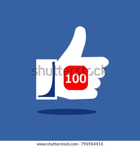 Thumbs up social network icon with new appreciation number symbol.