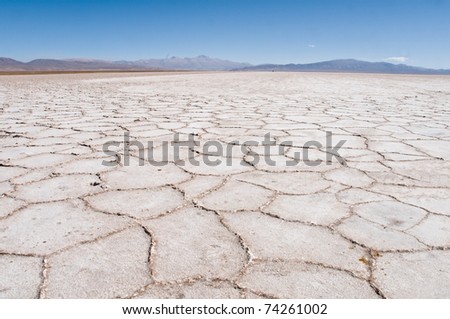 Grande Salinas, salt flats, in the Andes Mountain Range, Argentina
