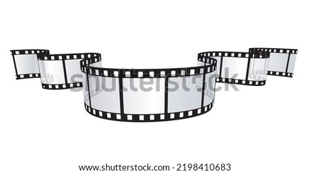 Cinema, movie and photography 35mm film strip template. Vector illustration of 3D film strip element.