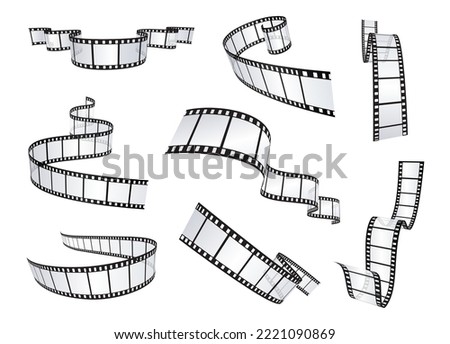 Set of realistic film or movie reels strips. Vector illustration