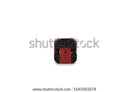 'O' Alphabet vintage toy, the robotic transformation model is stood and isolated in studio light. Foto stock © 