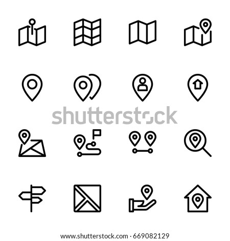 Maps and location icon set