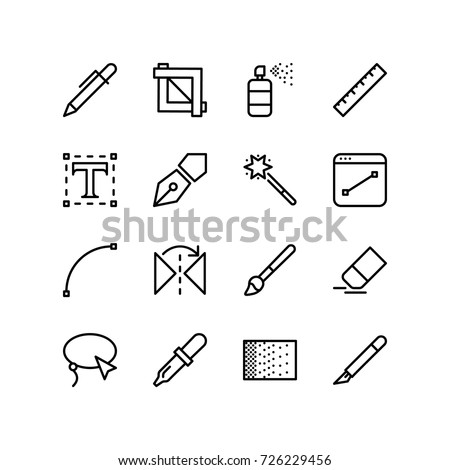 Graphics design tool icon set