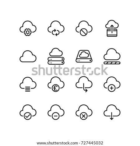 Various icons of cloud computing put together