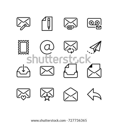 Icon set of email and communication