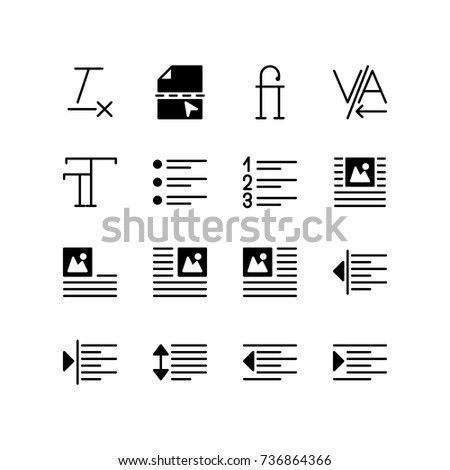 Alignment and word document function set of icons