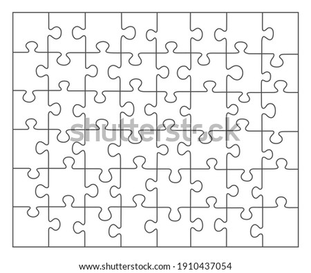 Jigsaw puzzle white color. puzzle grid 6x8. Game mosaic 48 individual parts.	