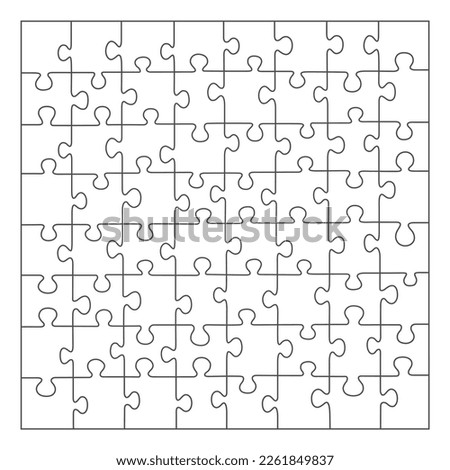 Jigsaw puzzle white color. puzzle grid 8x8. Game mosaic 64 individual parts.