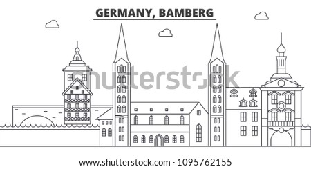 Germany, Bamberg line skyline vector illustration. Germany, Bamberg linear cityscape with famous landmarks, city sights, vector landscape. 