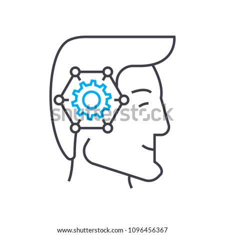 Way of thinking linear icon concept. Way of thinking line vector sign, symbol, illustration.