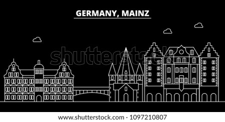 Mainz silhouette skyline. Germany - Mainz vector city, german linear architecture, buildings. Mainz travel illustration, outline landmarks. Germany flat icons, german line banner