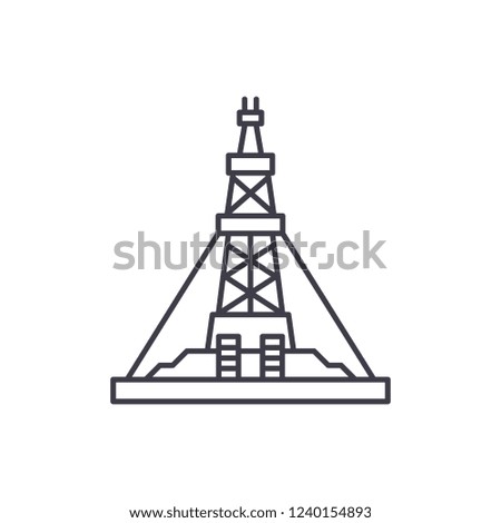 Oil production platform line icon concept. Oil production platform vector linear illustration, symbol, sign