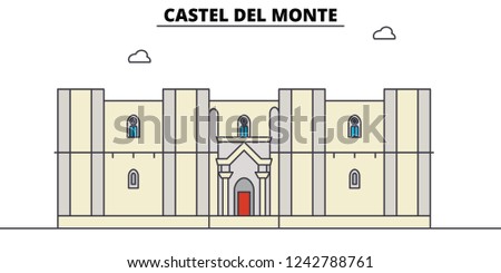 Castel Del Monte line travel landmark, skyline, vector design. Castel Del Monte linear illustration. 