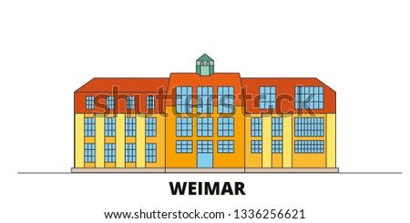 Germany, Weimar,Bauhaus flat landmarks vector illustration. Germany, Weimar,Bauhaus line city with famous travel sights, skyline, design. 