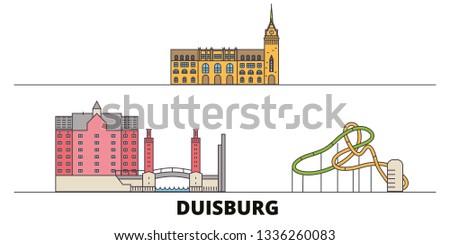 Germany, Duisburg flat landmarks vector illustration. Germany, Duisburg line city with famous travel sights, skyline, design. 