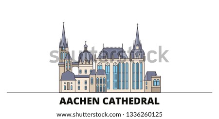 Germany, Aachen Cathedral flat landmarks vector illustration. Germany, Aachen Cathedral line city with famous travel sights, skyline, design. 