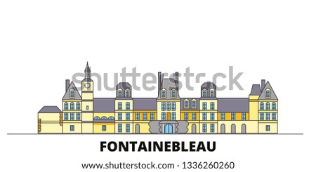 France, Fontainebleau  flat landmarks vector illustration. France, Fontainebleau  line city with famous travel sights, skyline, design. 