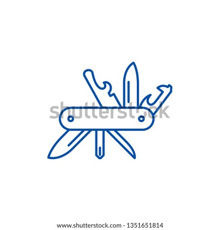 Multi knife line icon concept. Multi knife flat  vector symbol, sign, outline illustration.
