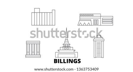 United States, Billings line travel skyline set. United States, Billings outline city vector illustration, symbol, travel sights, landmarks.