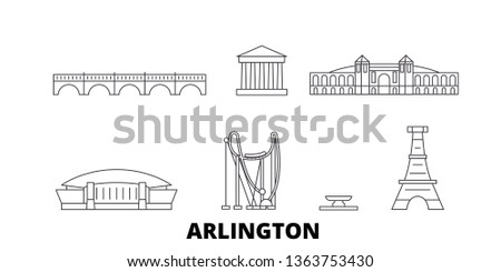 United States, Arlington line travel skyline set. United States, Arlington outline city vector illustration, symbol, travel sights, landmarks.