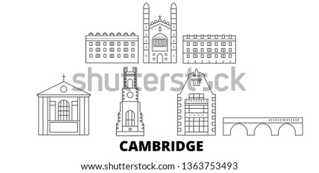 United Kingdom, Cambridge line travel skyline set. United Kingdom, Cambridge outline city vector illustration, symbol, travel sights, landmarks.