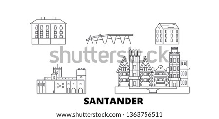 Spain, Santander line travel skyline set. Spain, Santander outline city vector illustration, symbol, travel sights, landmarks.