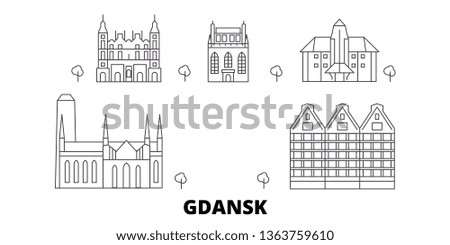 Poland, Gdansk line travel skyline set. Poland, Gdansk outline city vector illustration, symbol, travel sights, landmarks.