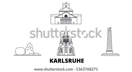 Germany, Karlsruhe line travel skyline set. Germany, Karlsruhe outline city vector illustration, symbol, travel sights, landmarks.