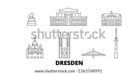 Germany, Dresden line travel skyline set. Germany, Dresden outline city vector illustration, symbol, travel sights, landmarks.