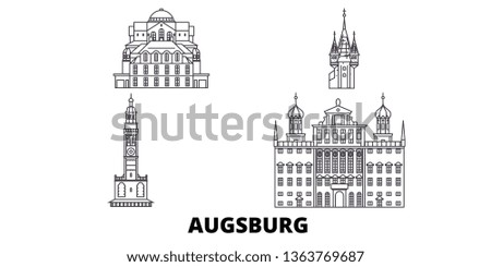 Germany, Augsburg line travel skyline set. Germany, Augsburg outline city vector illustration, symbol, travel sights, landmarks.